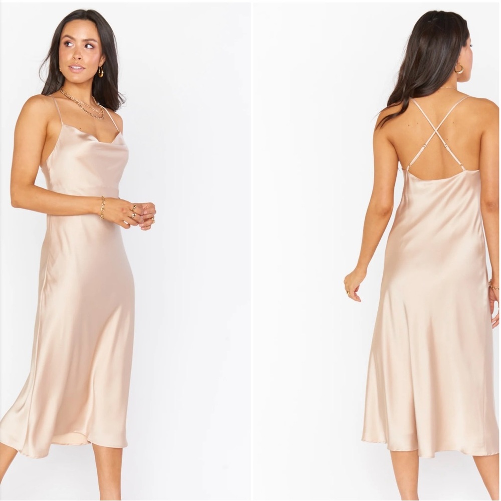 Show Me Your MuMu Champagne Satin Dress
